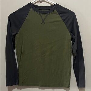 Jumping Beans Olive and Gray Long Sleeve Raglan Tee
